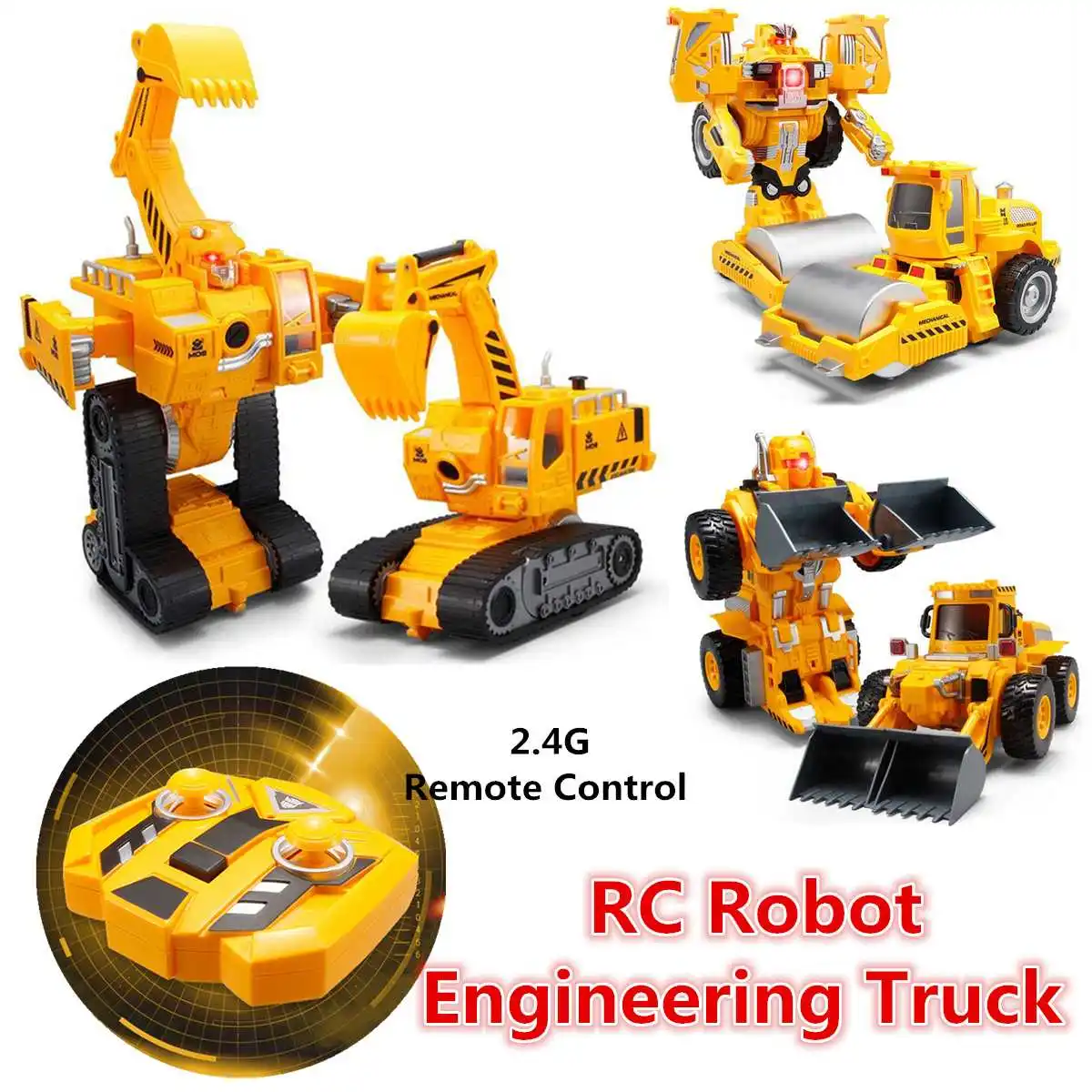 

1/14 Scale 6 Channel Transformation Robot Engineering Truck RC Truck Toy 2 in 1 Remote Control Excavator Vehicle Boy Child Gifts
