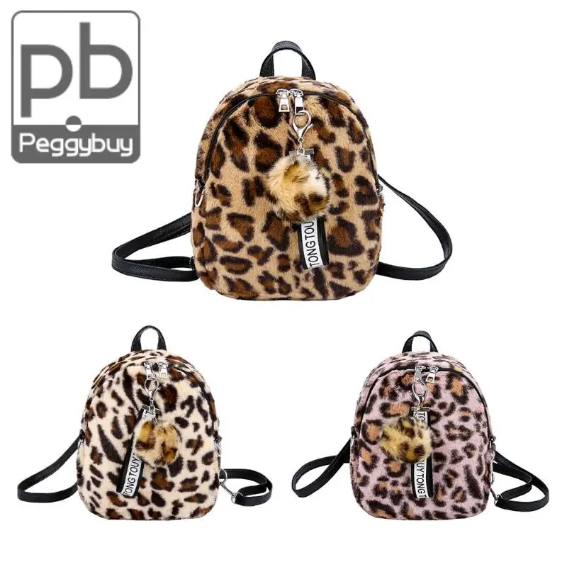 

Women Leopard Small Backpack Preppy Style Student Travel School Shoulder Mini Backpack Mochila Feminina 2019