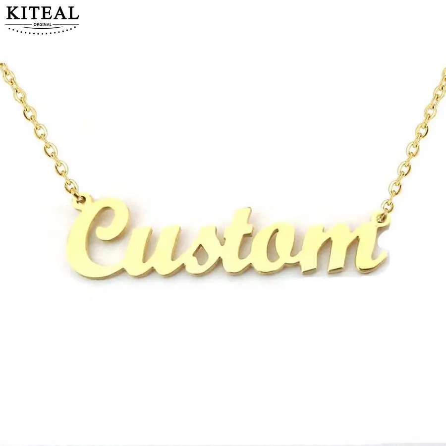 Kiteal New Personalized Custom Name Necklace Stainless Steel Necklaces for Women Simple Style Pendant Dropshipping|Ожерелья с
