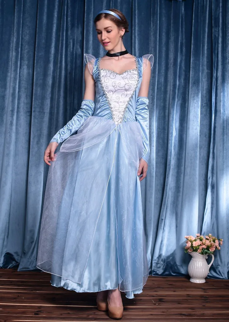 Синее длинное платье на Хэллоуин, платье принцессы, женское интересное платье вечерние костюмы Золушки, снежный костюм принцессы