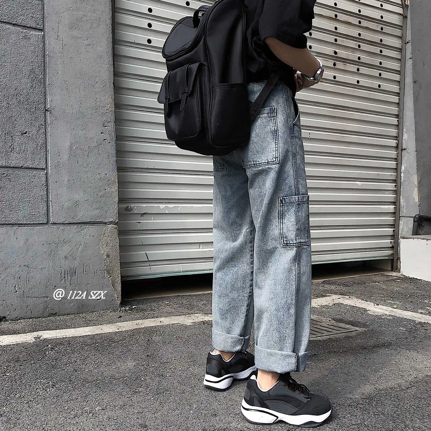 

Men's Jeans 2019 Spring New Loose Solid Color Neutral Wide Leg Casual Denim Old Pants Trousers Youth Casual Men's Clothing