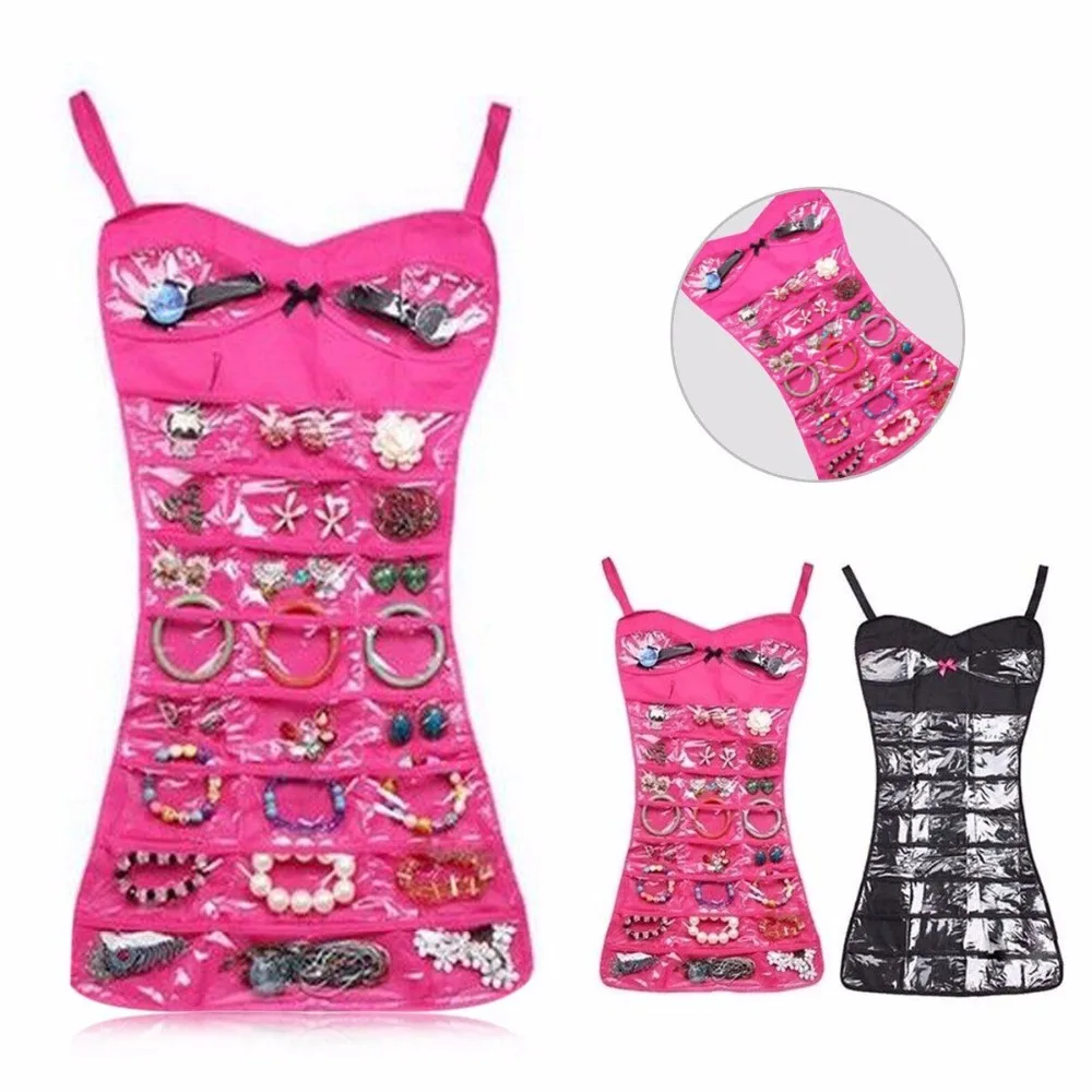 30 جيوب مزدوجة الجانب مجوهرات التخزين مقسم حقيبة عرض خزانة شنقا اللباس حامل القرط قلادة خاتم سوار حالة