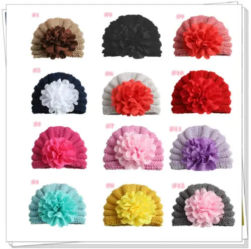 Для новорожденных детей обувь для девочек зимние теплые вязаный крючком вязаная шапка большой шапочка с цветком кепки цветочный сплошной