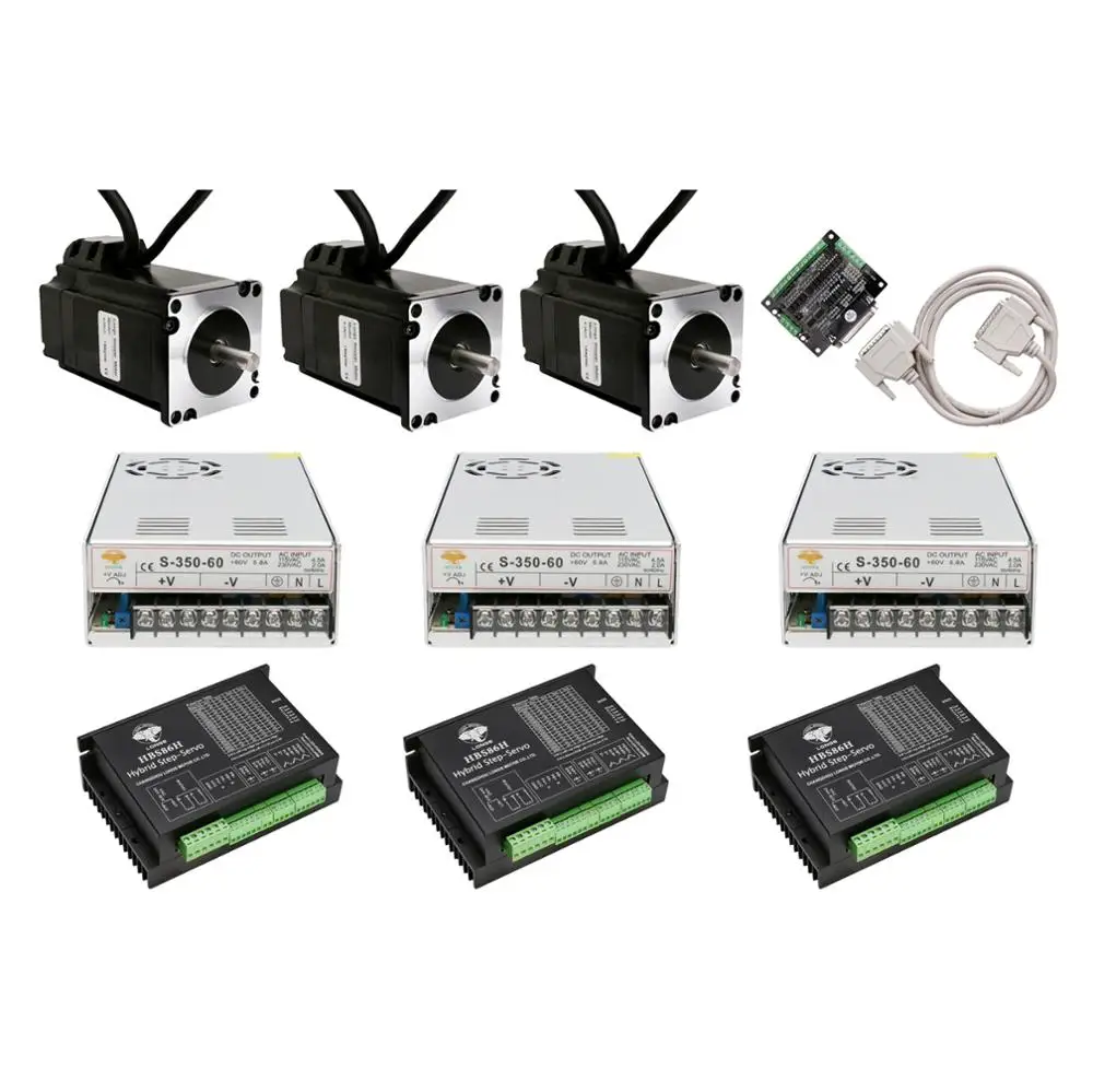 

3axis Closed-Loop Stepper motor NEMA34 34SSM5460 170mm 12N.m 1700 oz.in 6A 1000line&Servo Driver HBS86H CNC Controller Kit