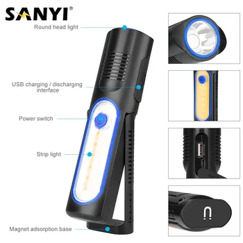 

Magnetic Car Repairing Work Light COB LED Flashlight USB Charging Power Bank Portable Lantern Night Lamp for Camping Hunting