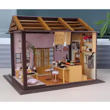 DIY мини кухонные суши магазин светодиодная световая игрушка для детей миниатюрный ручной сборки светодиодный Деревянный DIY Кукольный дом креативный подарок