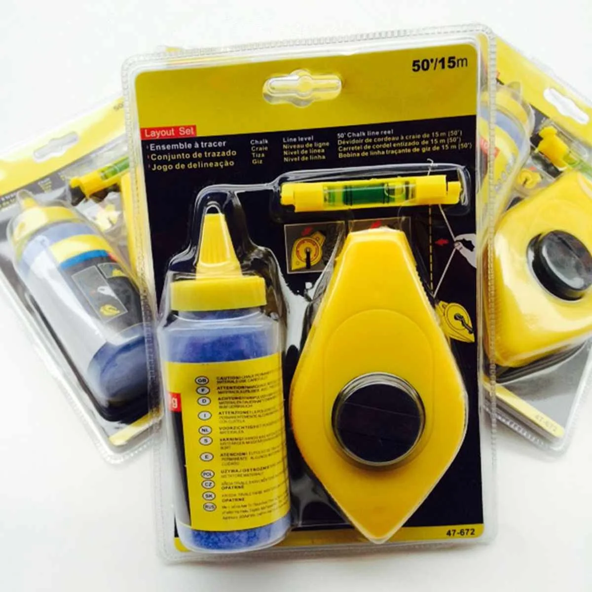 

Construction Tool 15m 50FT Chalk Line Manual Ink Marker Measure Line Hand Reel Wire Box With Chalk Powder Micro Level Gauge