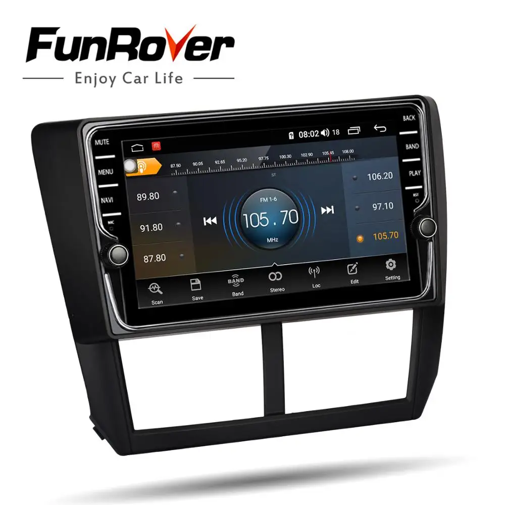 Perfect Funrover Octa core android 9.0 2 din car dvd multimedia player radio For Subaru Forester 2008-2012 GPS navigation DSP 4G 64G SIM 4