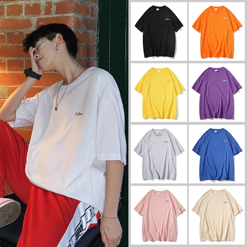

Men's Short-sleeved T-shirt 2019 Summer New Solid Color Round Neck Loose Youth Casual Men's Clothing The Price Of Recommend Sale