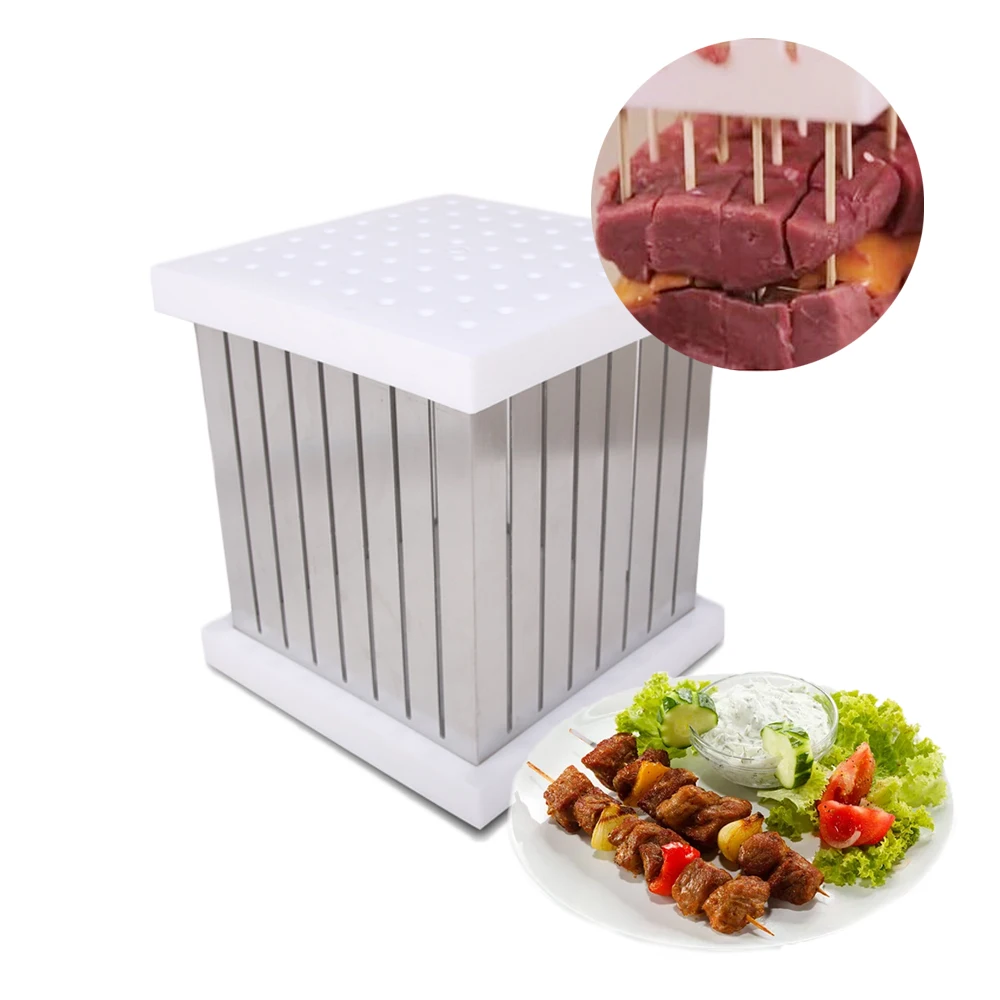  64 Holes BBQ Skewers Kebab Maker Box Barbecue Tool Kebab Skewer Machine Brochette Slicer BBQ Beef F