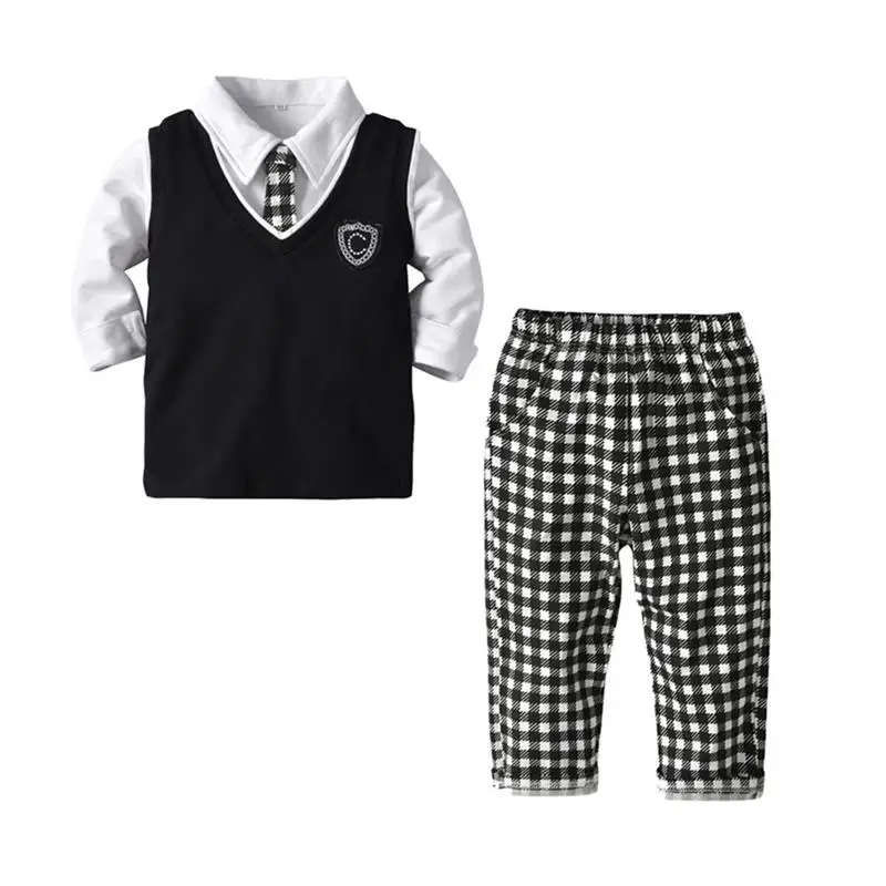 

Toddler Baby Boys Clothing Set Boy Gentleman Vest Shirt Pants Clothes Sets Children Outfits
