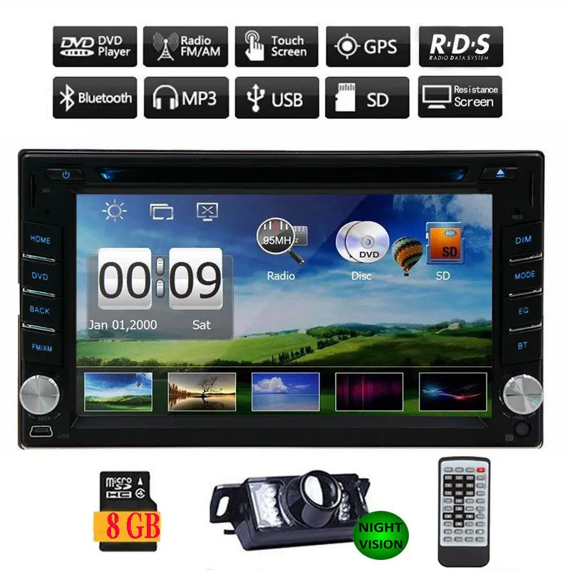 Sale Universal Double 2 Din Car Radio Stereo 6.2 inch Car Multimedia Player GPS Navigation Bluetooth USB SD Radio Audio Player 2