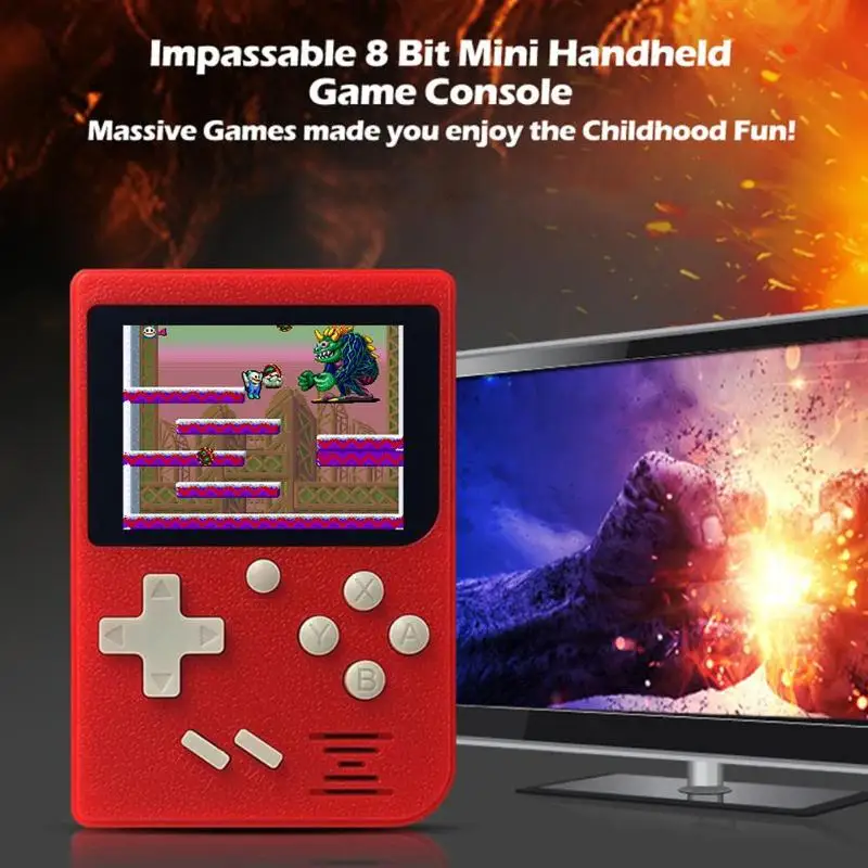 Portable Mini Game Console Handheld Game Player 8bit Video Color Game Console Player Gamepad Built-in 129 Games 