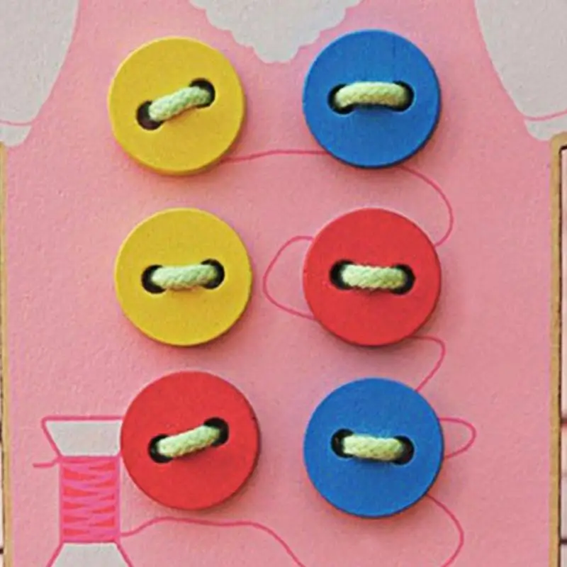

Kids Educational Toys Children Beads Lacing Board Wooden Toys Sew On Button