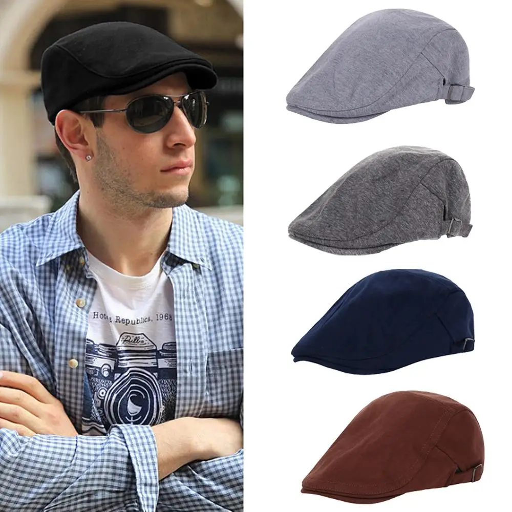 Mens Cotton Ivy Flat Cap Newsboy Women Beret Peaked Cabbie Gatsby Driving Hats