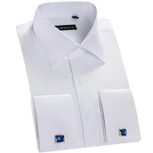 Рекомендуем французская запонка regular fit с отложным воротником Длинные рукава solid twill бизнес-мужские рубашки для торжеств вечерние мужской одежды