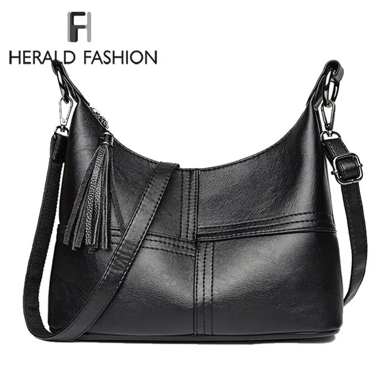 Herald модная женская сумка через плечо с кисточкой, Женская Повседневная Большая Сумка-тоут, Высококачественная кожаная женская сумка-хобо