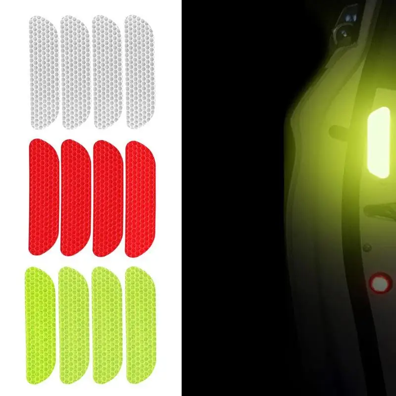 

4Pcs Open Car Door Stickers Auto Warning Mark Reflective Strips Tail Rear Reflective Tape Driving Safety Car Styling Accessories