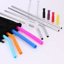 Многоразовые, для питья соломы 304 металлическая соломинка из нержавеющей стали с чистящей щеткой для кружек домашний декор