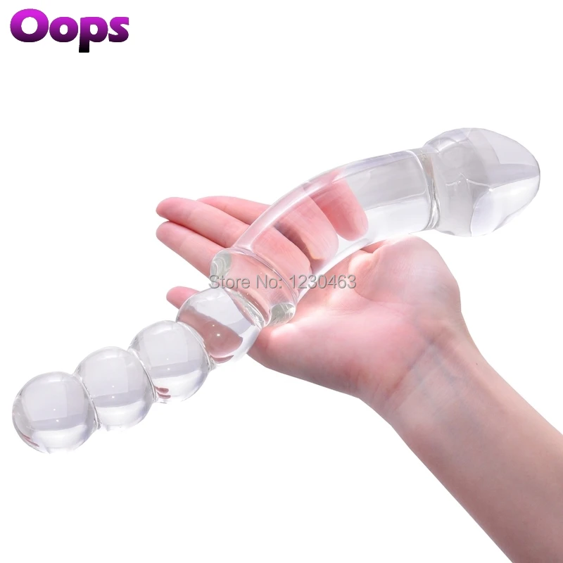 Kaufen Riesige Kristall Pyrex Doppel Glas Dildo Anal Beads Butt Plug für Frauen Männer G punkt Stimulieren Anus Massager Orgasmus Erwachsene sex Spielzeug