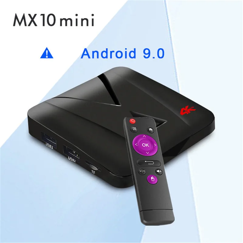 MX10 Мини Android 9,0 ТВ коробка RK3328 2 Гб DDR3 16 Гб памяти на носителе EMMC 2,4 ГГц Wi-Fi, поддержка 4 K H.265 Смарт ТВ коробка PK X96MINI