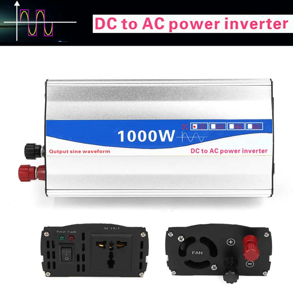 

1000W Car Inverter DC12V To AC220V Pure Sine Wave Car Power Inverter Transmitter Transformer Vehicle Power Supply Inverter