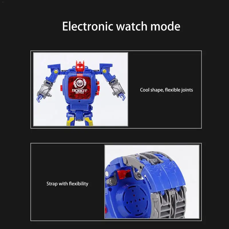 Деформация робот действие трансформация наручные часы игрушка Дети Робот Электронные часы творческие подарки развивающие игрушки часы игрушка
