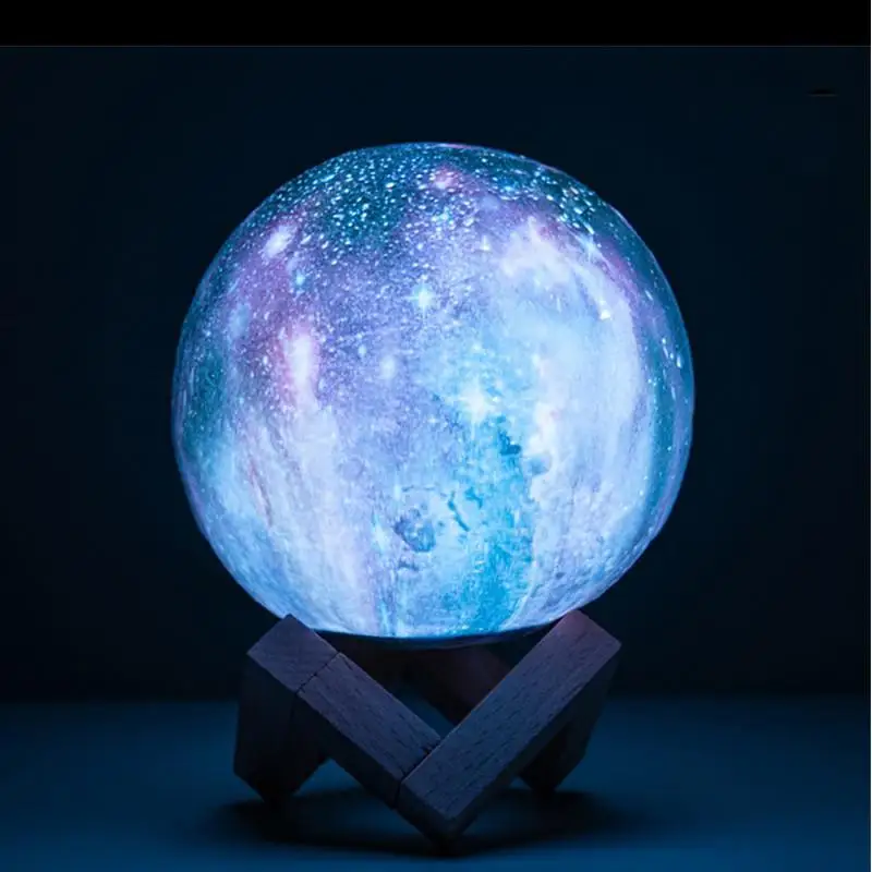 3D Print Star Moon Lamp Colorful Change Touch Pat USB LED Night Light