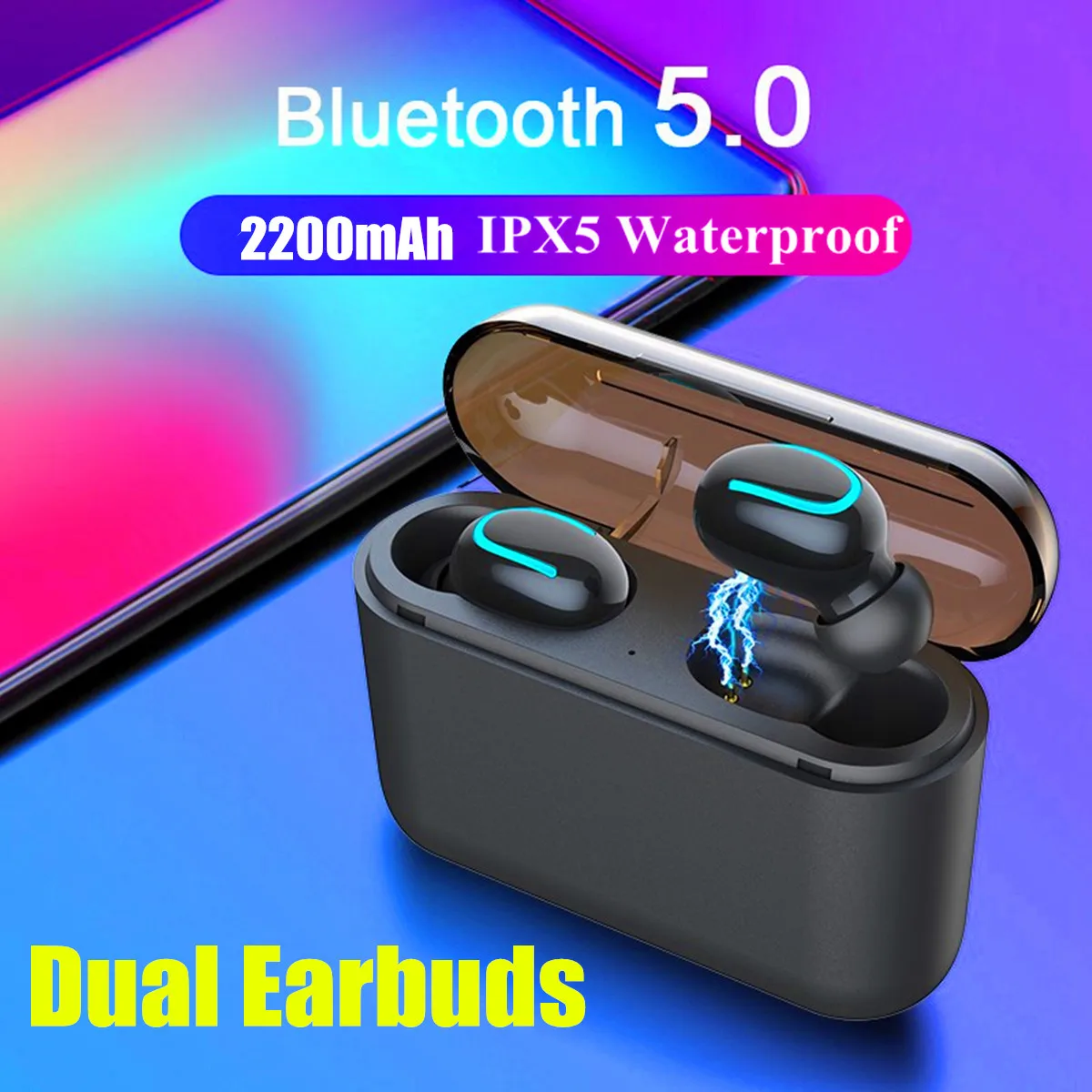 

2200mAh Ture Wireless Earphones Q32 bluetooth 5.0 Headset With Mic Mini bluetooth Earbud In-Ear Cordless Earphone TWS Headset