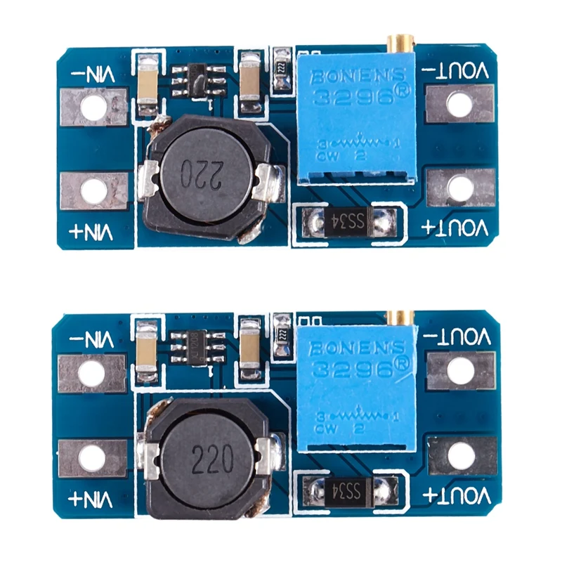 

2pcs MT3608 DC-DC adjustable step-up power converter module for Arduino & More