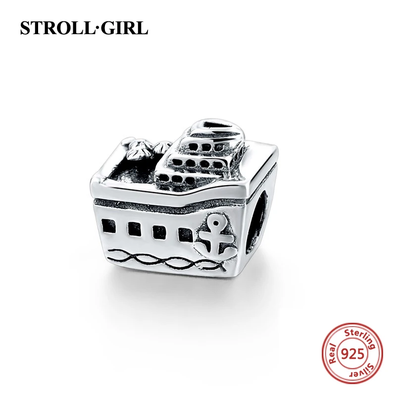 Strollgirl DIY дизайн браслет маленькая лодка и самолет 925 серебряные бусины pandora Fit Аутентичные Браслет Кулон Ювелирные изделия Новое