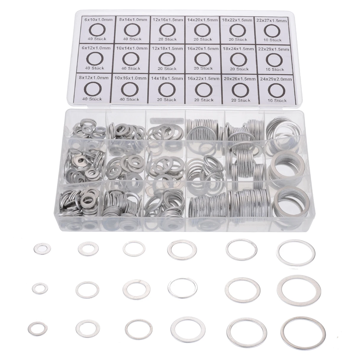 

Mayitr 450Pcs/kit 18 Size Gaskets Washers Pure Aluminum Gasket Aluminum Flat Metal Washer Gasket Aluminum Sealing Rings