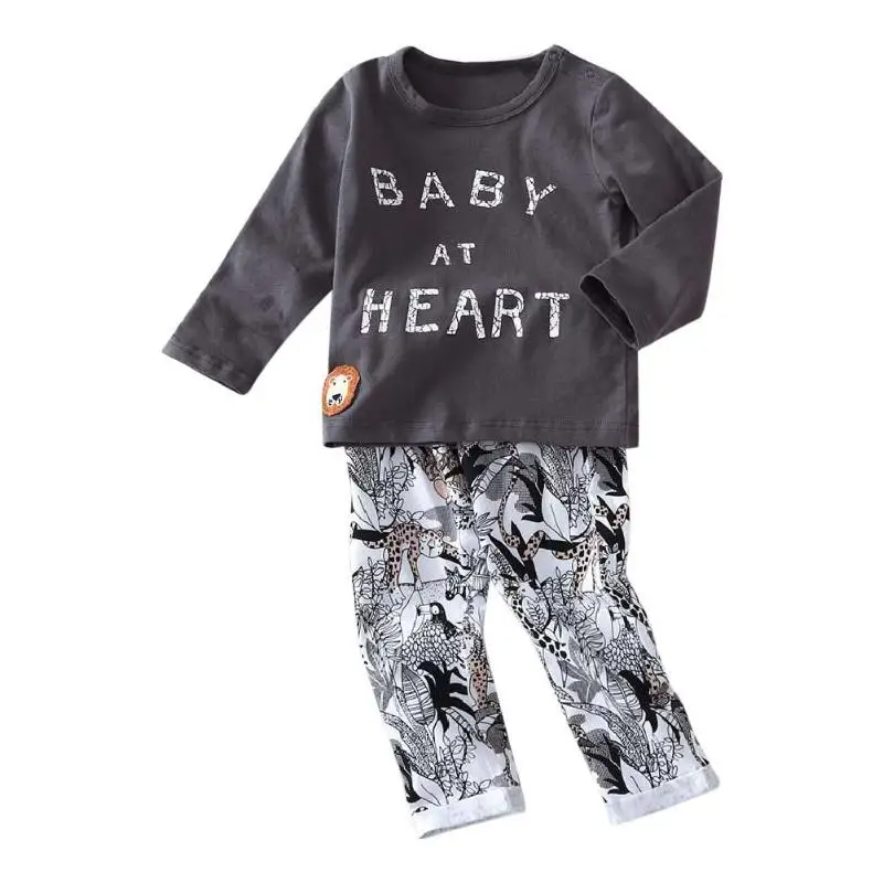 Baby Boy Clothes Suit Kid Animal Print Long Sleeve Clothes Tops