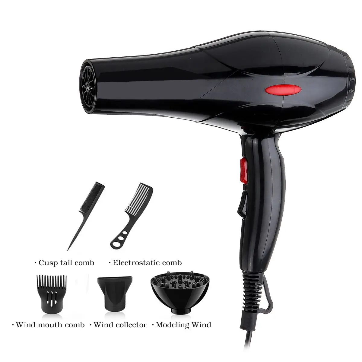 spesifikasi Eu US Plug 2200 W Panas dan Angin Dingin Pengering Rambut Pengering Rambut Pengering Rambut Styling Alat untuk Salon dan penggunaan Rumah Tangga