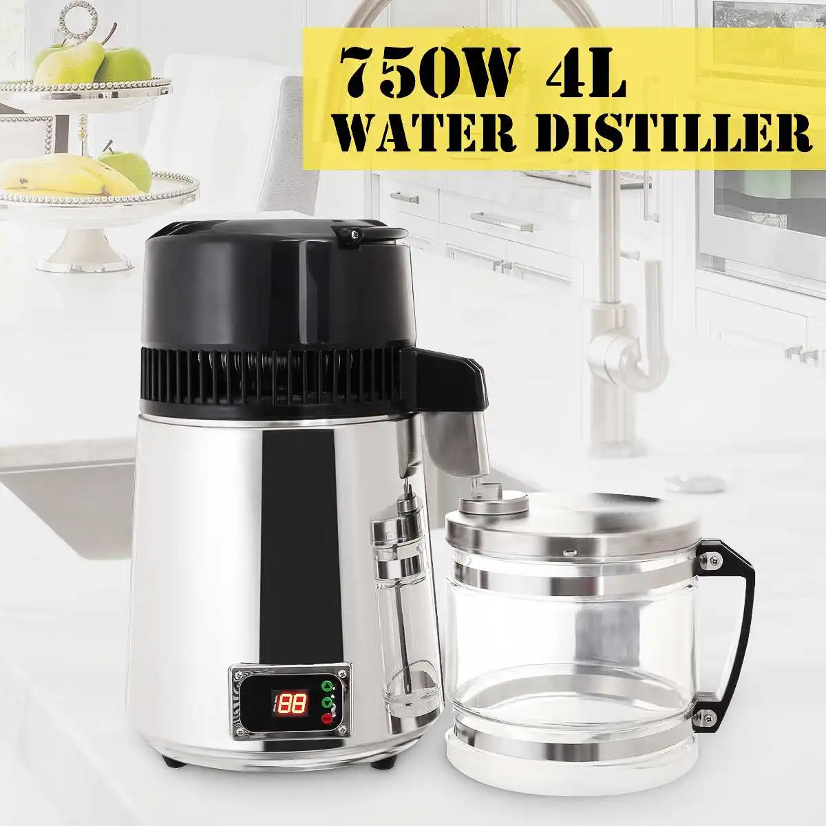 

4L Pure Water Filters Distiller Electric Stainless Steel Household Water Purifier Container Filter Distilled Water Machine