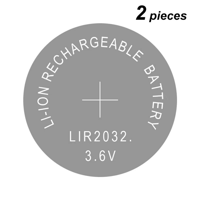 

Button Cell Li-ion Rechargeable Battery LIR2032 Replaces CR2032 Coin LIR 2032 3,6V 2Pieces