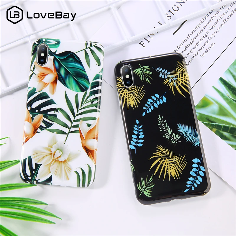 

Lovebay Soft IMD Green Leaf Case Cover For iphone X Case For iphone XS Max XR X 6 6S 7 8 Plus Fashion Silicone Back Phone Cases