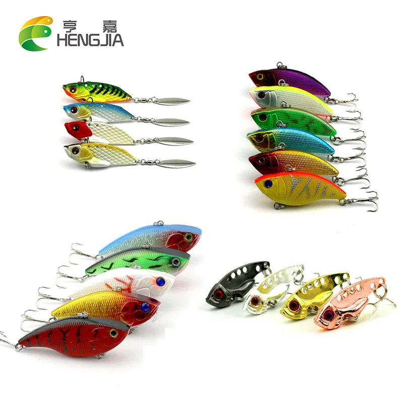 

HENGJIA 20 Set Hard Fishing Lure VIB Rattlin Hook Fishing Sinking Wobbler Metal Plastic Bait Crankbait Fishing Tackle