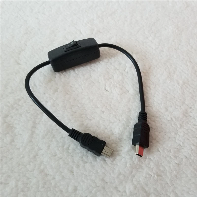 USB Mini B папа к мужчине с выключателем вкл.-ВЫКЛ. удлинитель Кабель питания черный