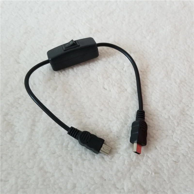 

USB Mini B Male to Male with ON-OFF Switch Data Extension Power Cable Black