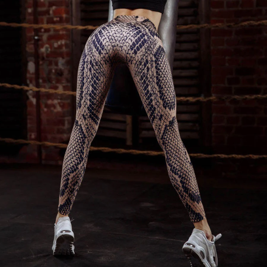 Women Sexy Print Snakeskin Sport Trousers Yoga Pants Yoga Leggings
