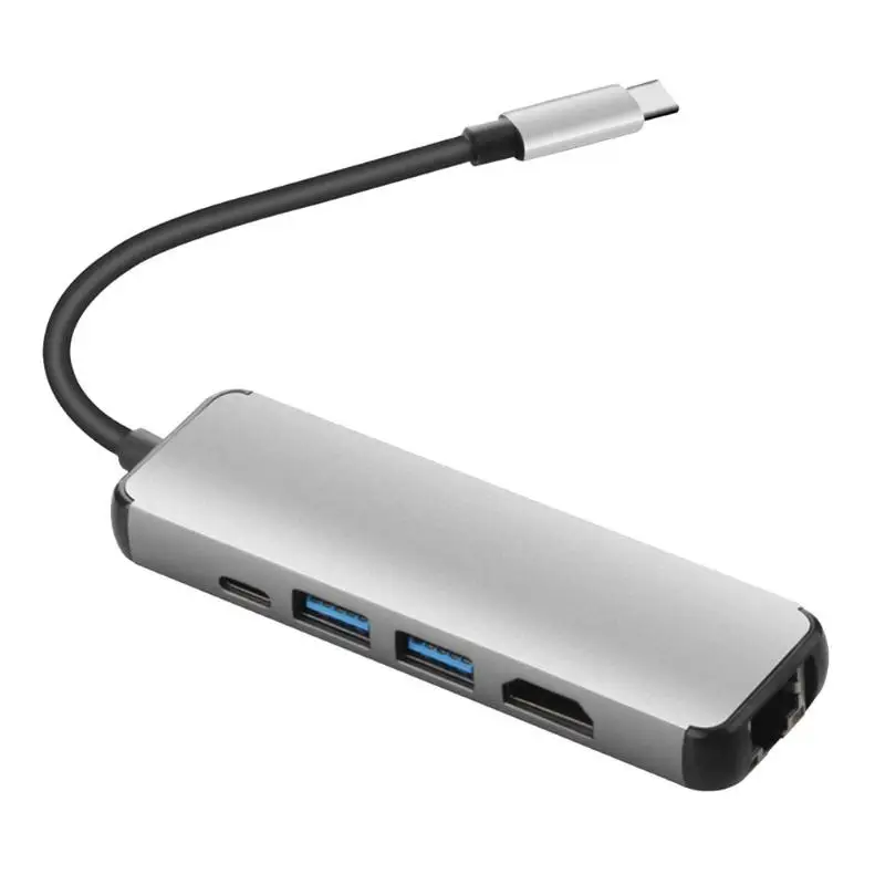 

5 in 1 Type C HUB Type-C to USB3.0 HDMI RJ45 Gigabit Ethnernet Type-C Adapter Cable for Laptop Notebook High Quality USB HUB