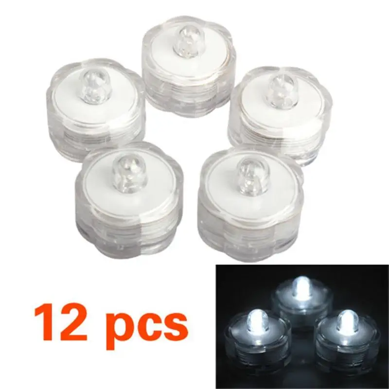 

12pcs Super Bright Mini LED Tea Light Submersible Waterproof Candle Lights for Wedding Party Decoration Romantic Vase Light