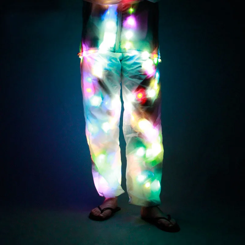 L / XL Women Men Colorful Lights Pants LED Dance Costume Wear Luminous