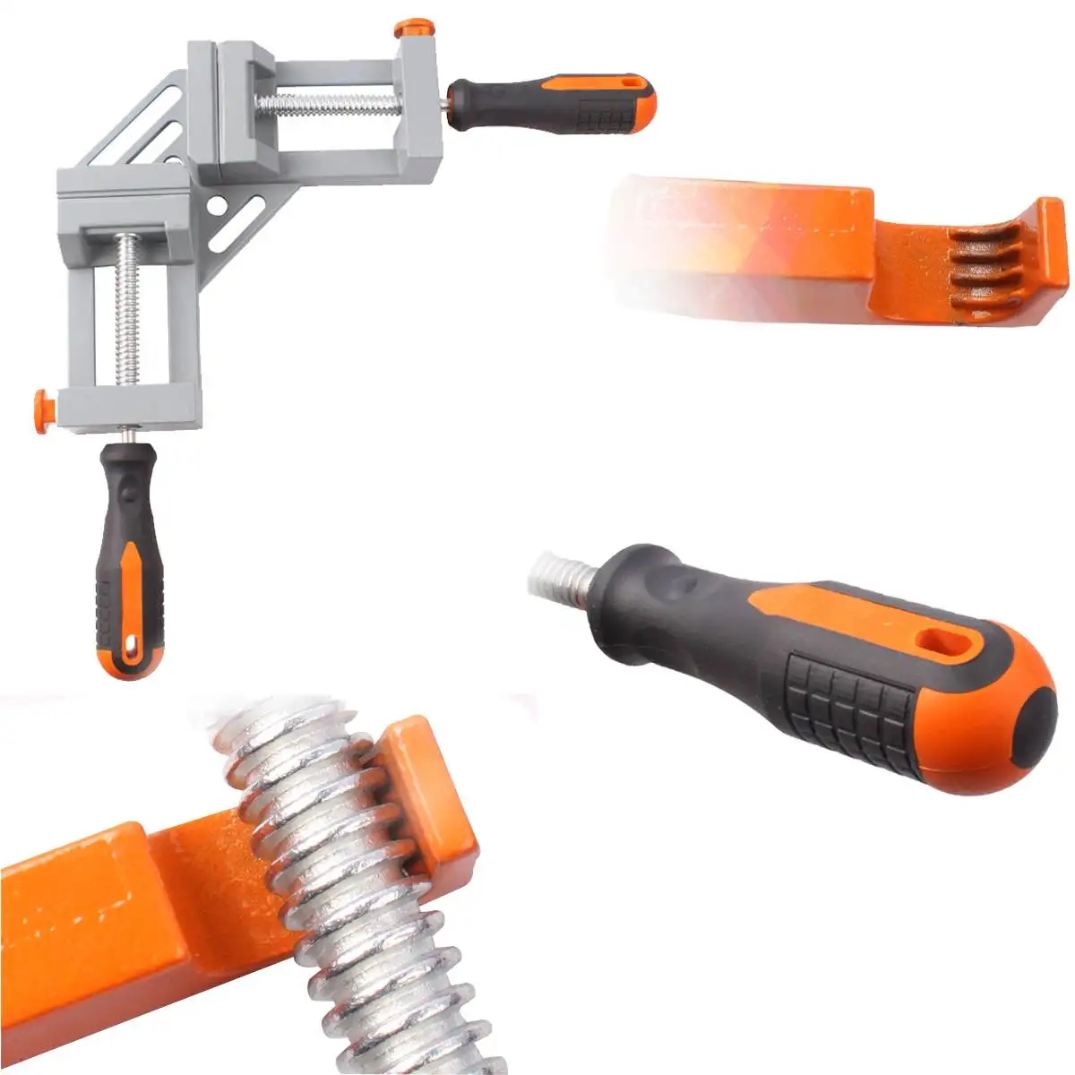 

90 Degrees 1pc Single Handle Angle Aluminum Alloy Rectangular Clamp Wood Working Tool For Woodworking Flat Tongs