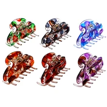 12 шт заколки-крабы для волос пластиковые ретро цветочный узор волосы коготь украшение-зажим головной убор украшение для головного убора для женщин девушек