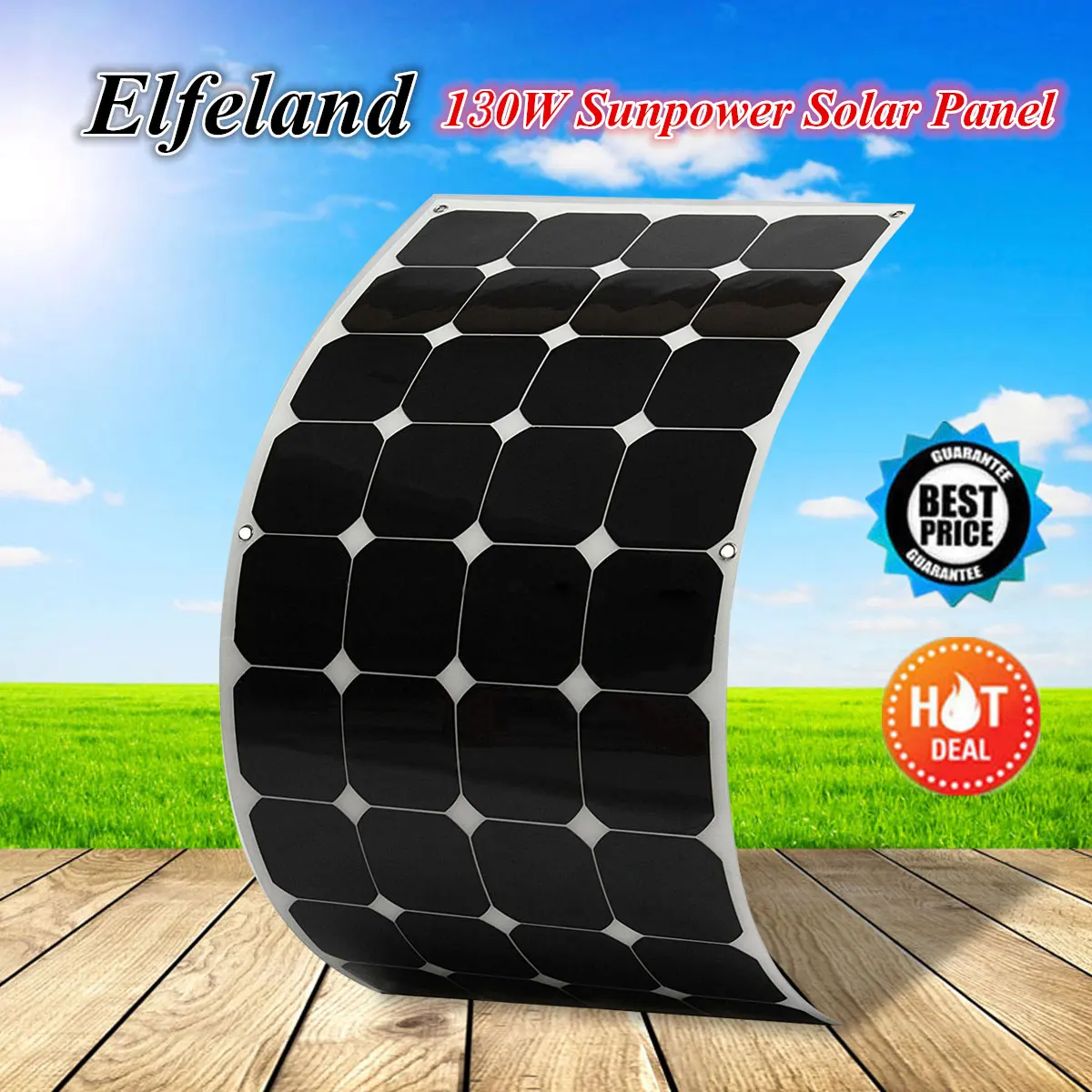

130W 18V Mono Sunpower Semi Flexible Solar Panel Battery Charger For 12V Car RV High Conversion Lightweight