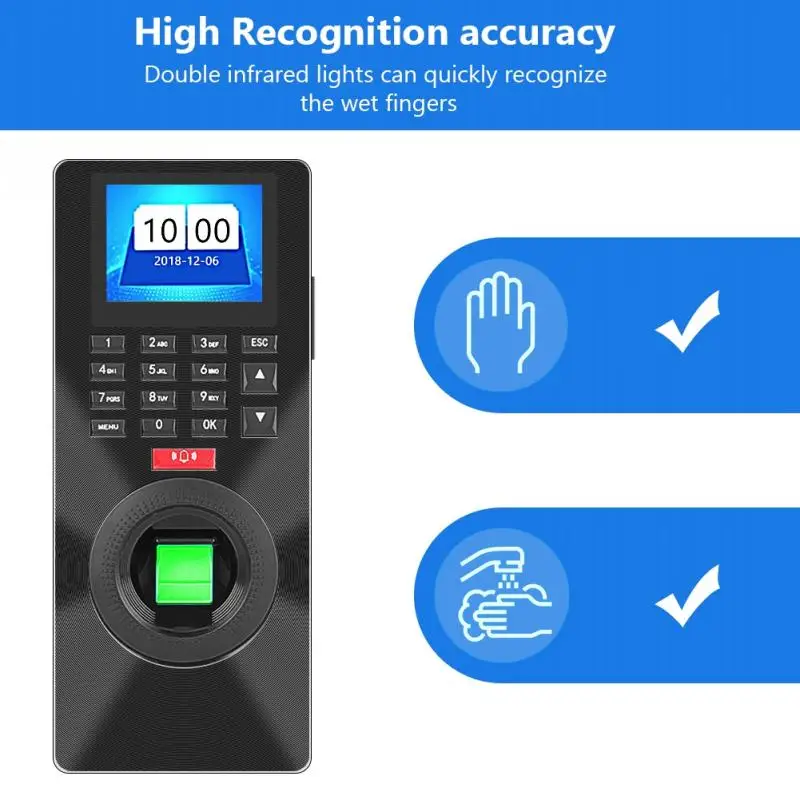 2,4 дюйм(ов) отпечатков пальцев машина для регистрации паролей система контроля доступа Анти-сигнализация о разрушении Высокая точность