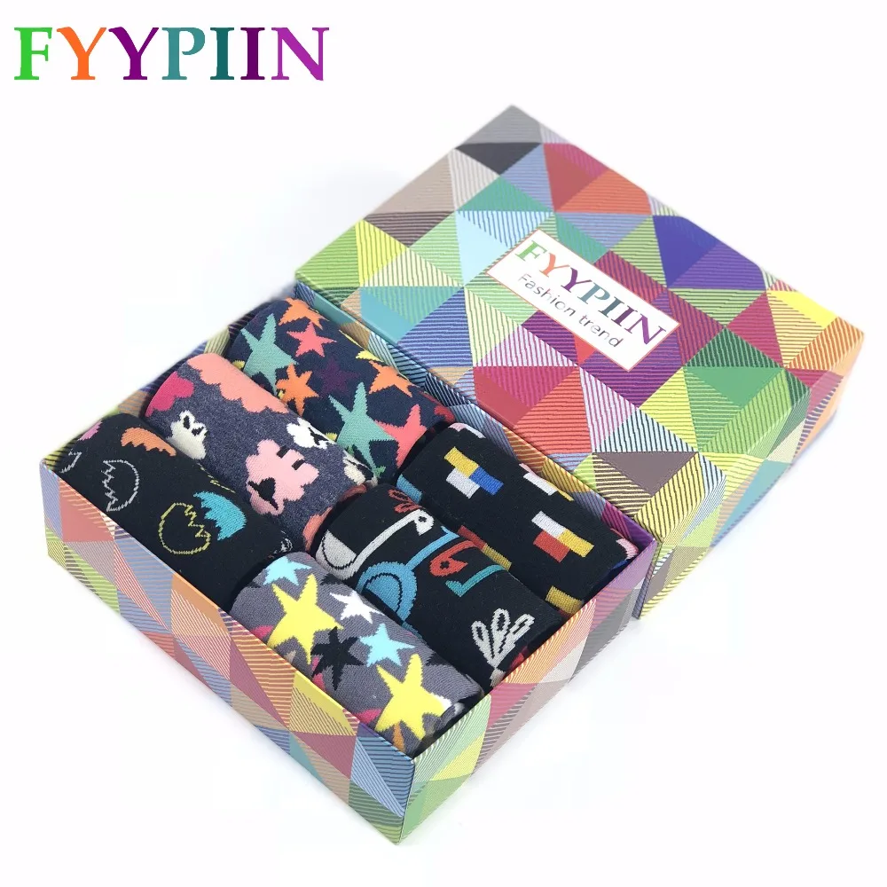 

Men sock 6 Pairs/lot Socks Gift Boxes Happy Cotton Socks New Design Cool Colorful Luxury Gifts Clothing socks men