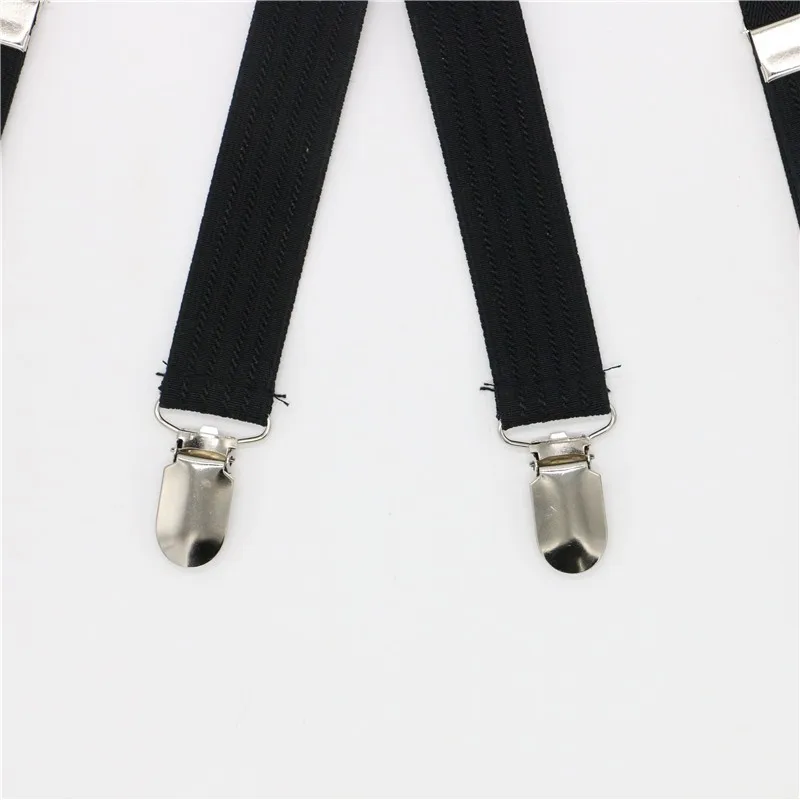 4 Clips Solid Men's Suspenders 2.5cm Width Women's Pants With Adjustable Suspenders Triangle Metal Cross